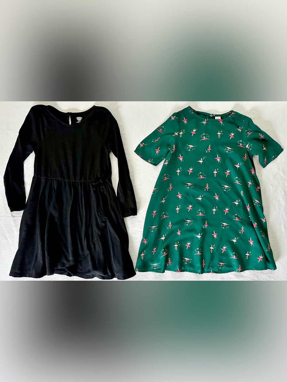 Old Navy Girls Size 5T Dress Lot – Black Wrap Knit Dress & Green Ballerina Dress
